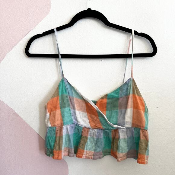 Plaid‎ Babydoll Top Vintage Cottagecore Indie Summer Retro 2000s Medium - Picture 1 of 5